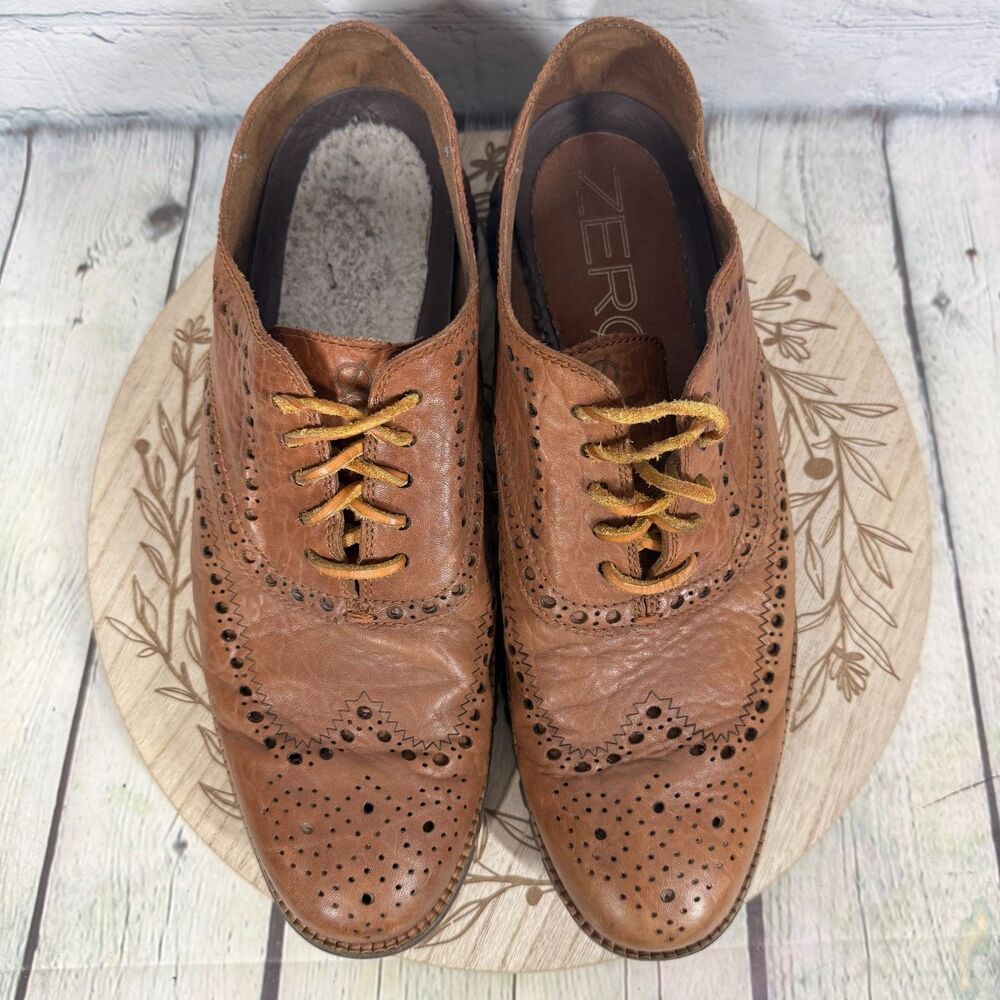 Cole Haan Oxford Mens Size 10.5 Brown Zerogrand Remastered Wingtip Leather Shoes